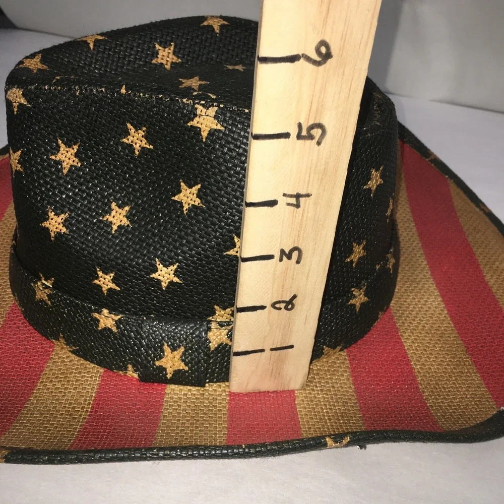 American Flag Cowboy Hat,Striped Western Tea-Stained USA Shape-It Brim